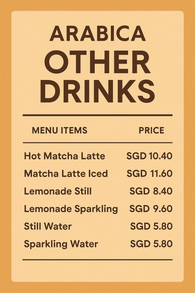 ARABICA OTHER DRINKS MENU