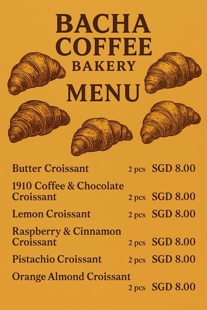 Bacha Coffee Bakery Menu