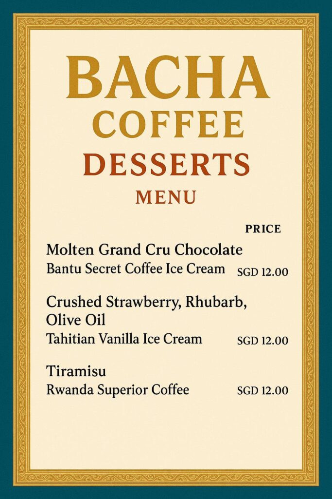 Bacha Coffee Desserts Menu