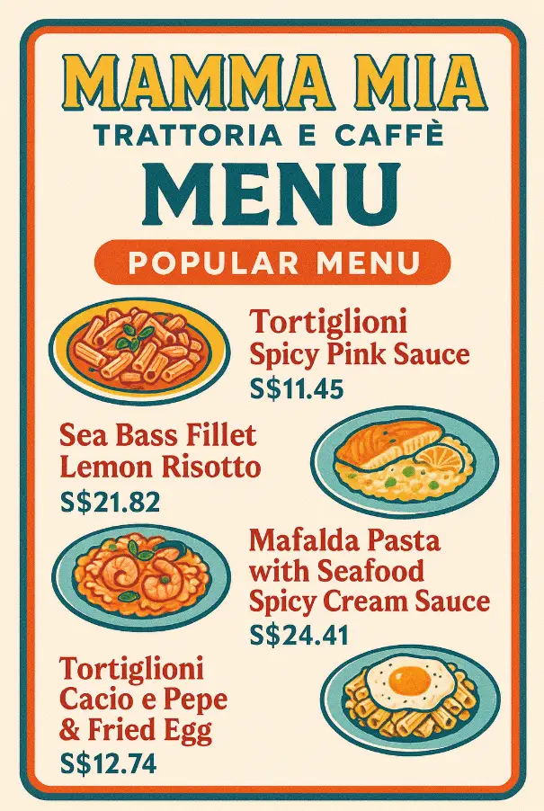 Mamma Mia Trattoria E Caffè Popular Menu