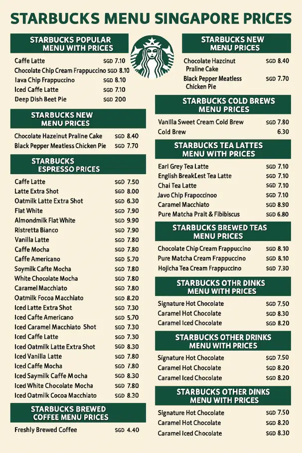 STARBUCKS MENU SINGAPORE