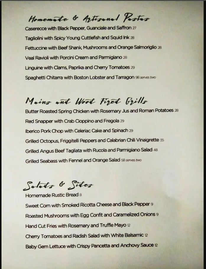 AMO RESTAURANT MENU