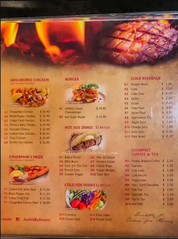 ANDES BY ASTONS MENU