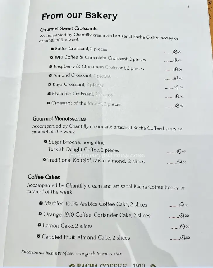 BACHA COFFEE MENU