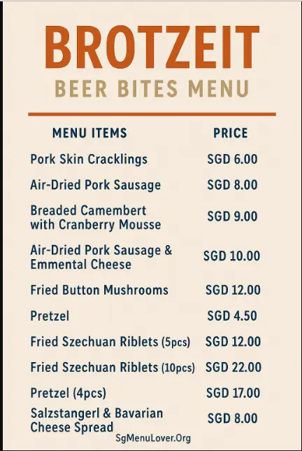 BROTZEIT BEER BITES MENU