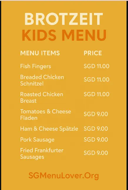 BROTZEIT KIDS MENU