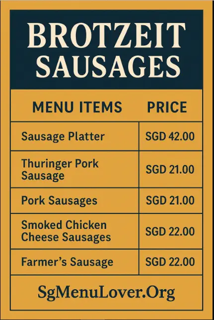 BROTZEIT SAUSAGES Menu