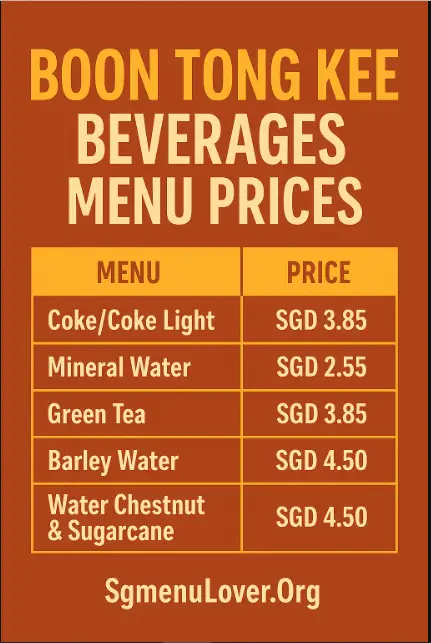 Boon Tong Kee Beverages Menu