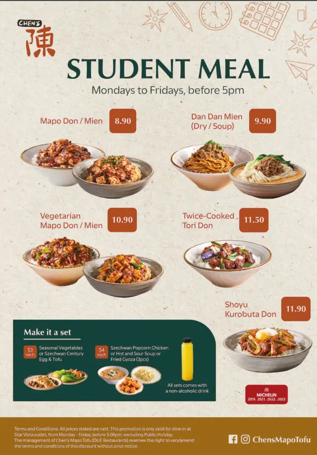 CHENS MAPO TOFU SINGAPORE MENU