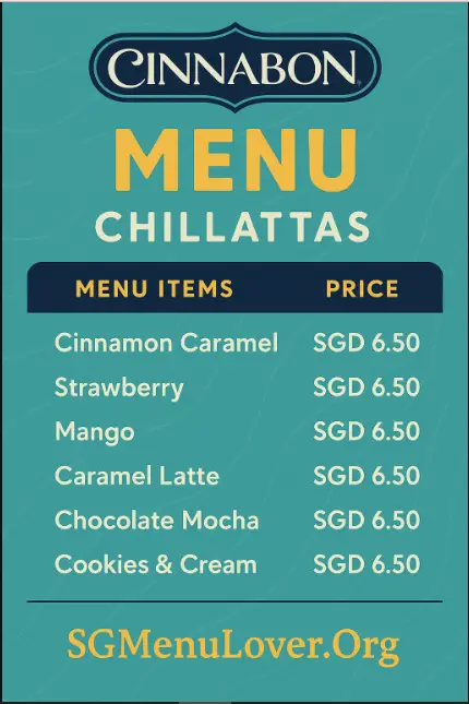 CINNABON MENU CHILLATTAS