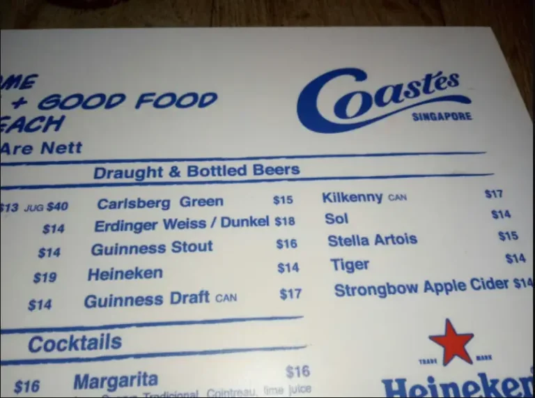 COASTES MENU