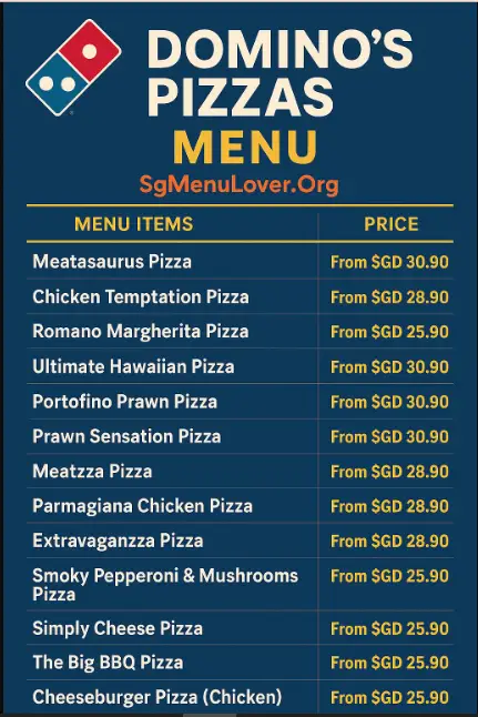DOMINO’S PIZZAS MENU
