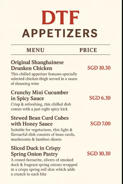 DTF APPETIZERS MENU
