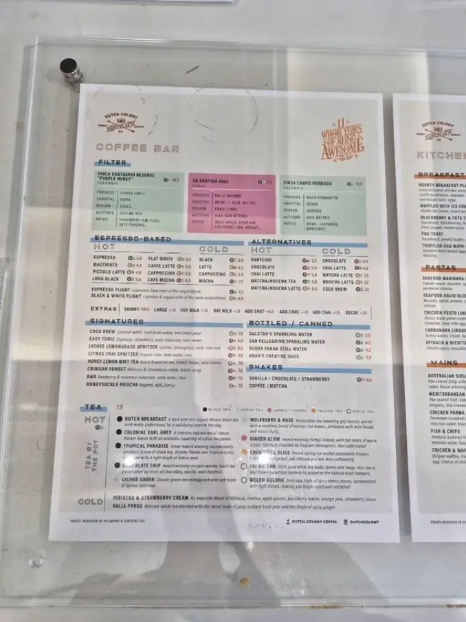 DUTCH COLONY SINGAPORE MENU