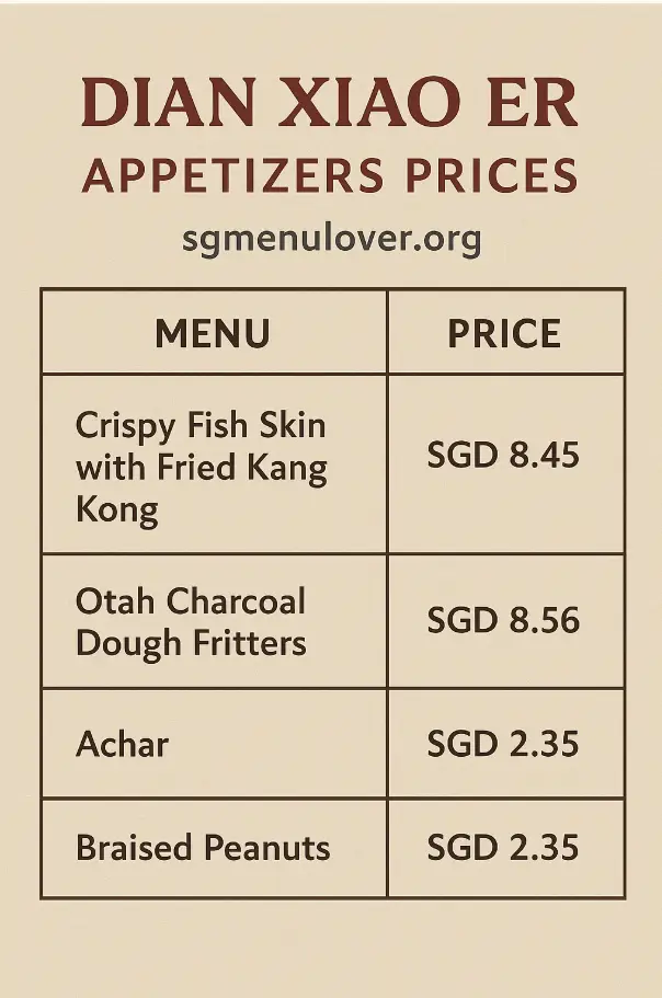 Dian Xiao Er Appetizers Menu