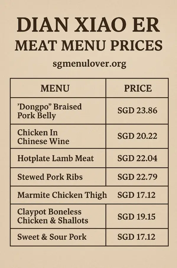 Dian Xiao Er Meat Menu