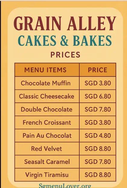 GRAIN ALLEY CAKES & BAKES Menu
