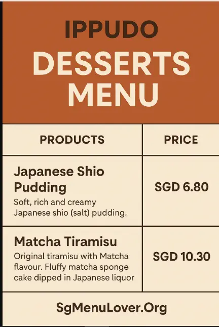 IPPUDO DESERTS MENU