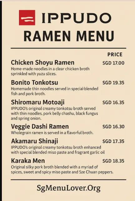 IPPUDO RAMEN MENU