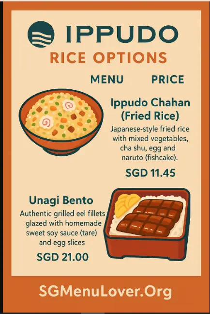 IPPUDO RICE OPTIONS menu