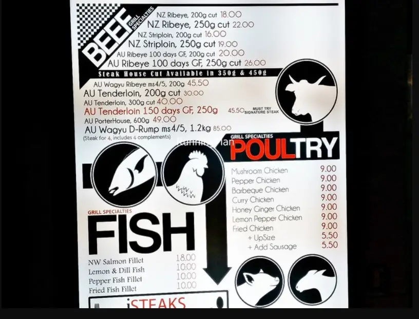 ISTEAKS SINGAPORE MENU