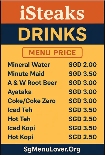 ISteaks Singapore Drinks Menu