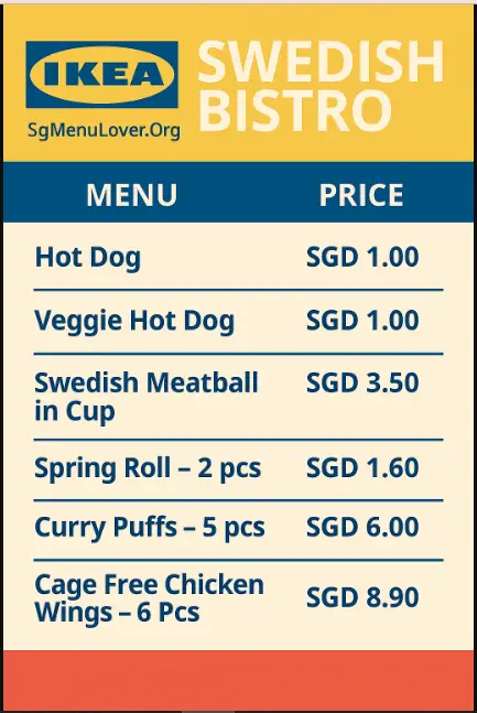 Ikea Swedish Bistro Menu