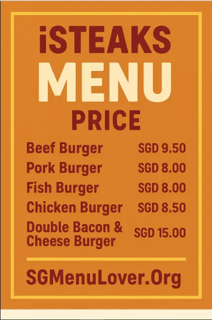 Isteaks Burger menu