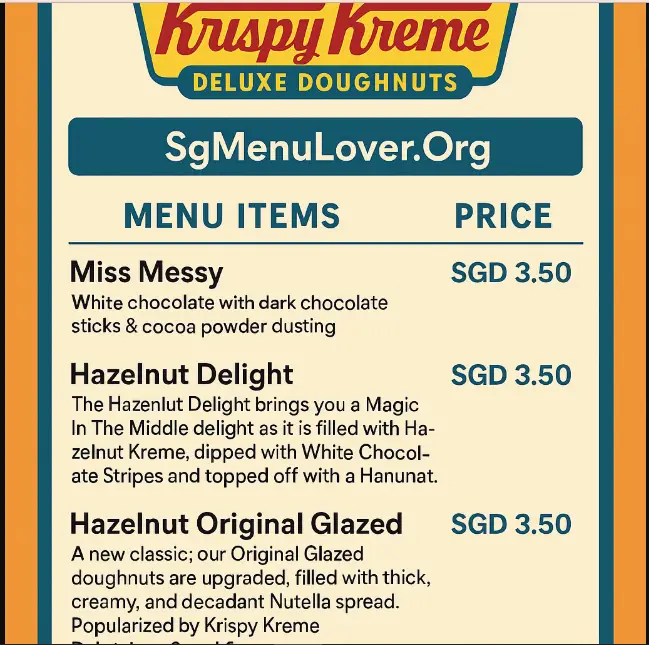 KRISPY KREME DELUX DOUGHNUTS menu