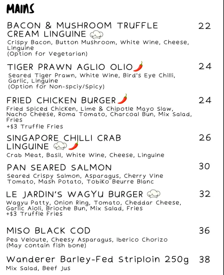 LE JARDIN MENU