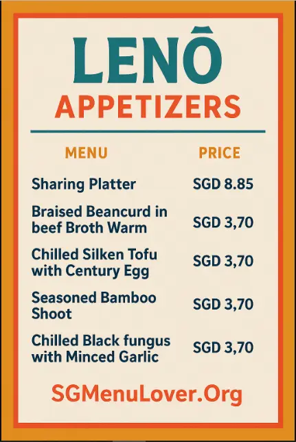 LENU APPETIZERS menu