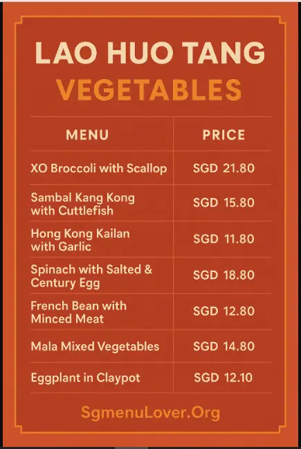 Lao Huo Tang Vegetables Menu