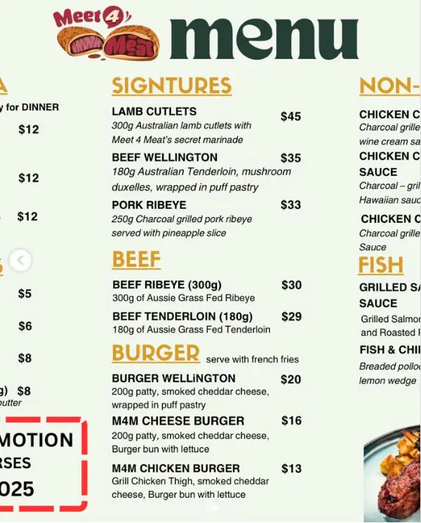 MEET 4 MEAT SINGAPORE MENU
