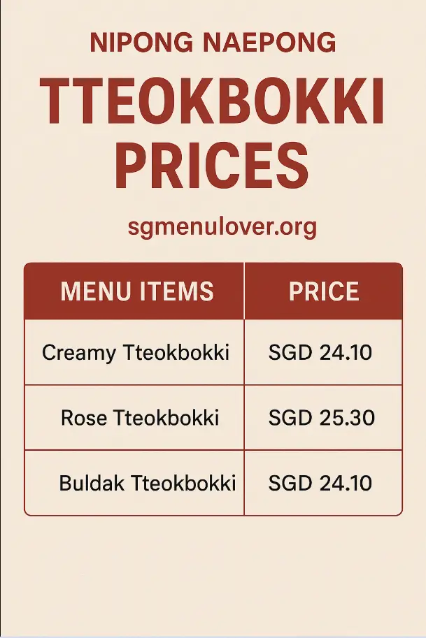 NIPONG NAEPONG TTEOKBOKKI MENU