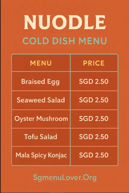 Noudle Cold Dish Menu