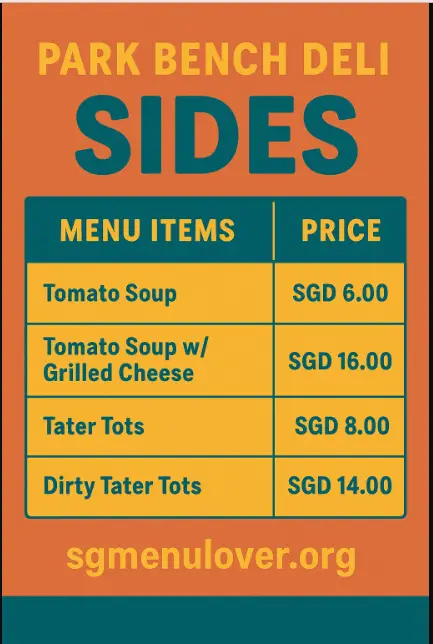 PARK BENCH DELI SIDES menu