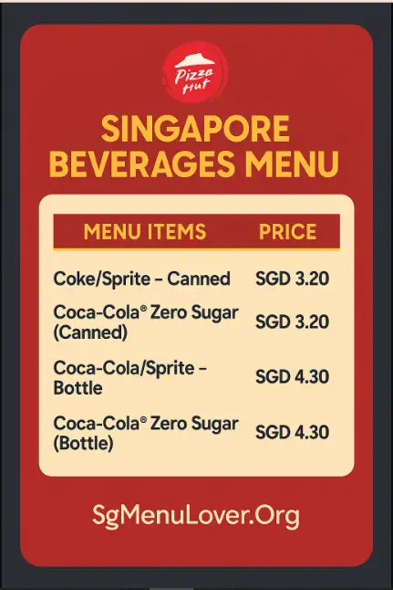PIZZA HUT SINGAPORE BEVRAGES MENU