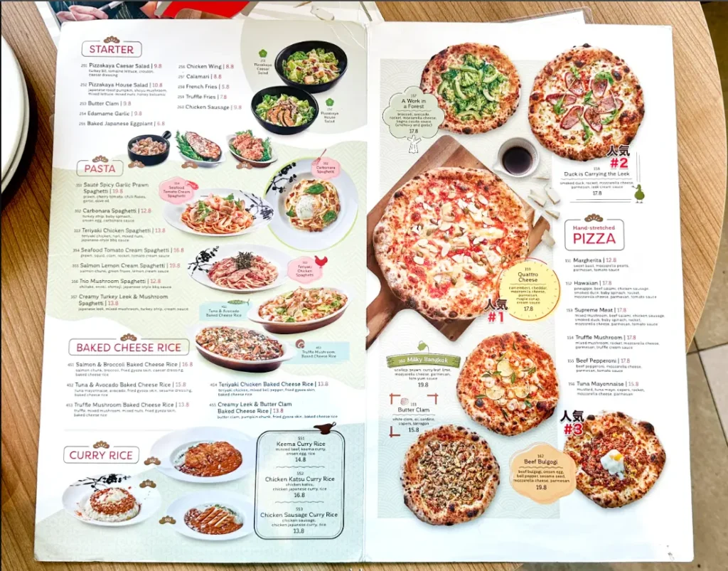 PIZZAKAYA SINGAPORE MENU