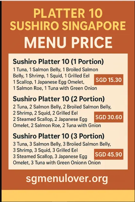 PLATTER 10 SUSHIRO SINGAPORE Menu