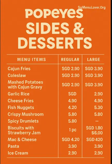 POPEYES SIDES & DESSERTS MENU
