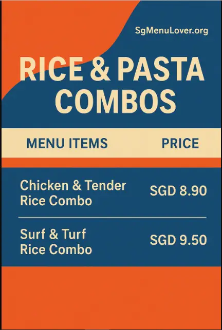 RICE & PASTA COMBOS menu