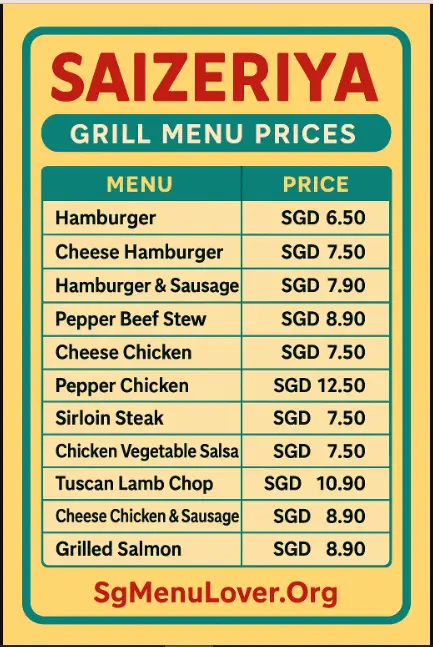 SAIZERIYA GRILL MENU