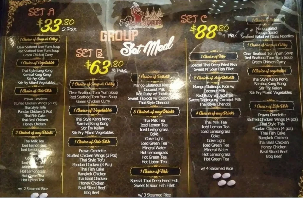 SAKON THAI SINGAPORE MENU Prices 2025 SAKON THAI MENU