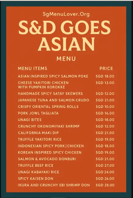 S&D GOES ASIAN Menu
