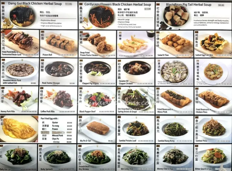 SENG KEE BLACK CHICKEN MENU