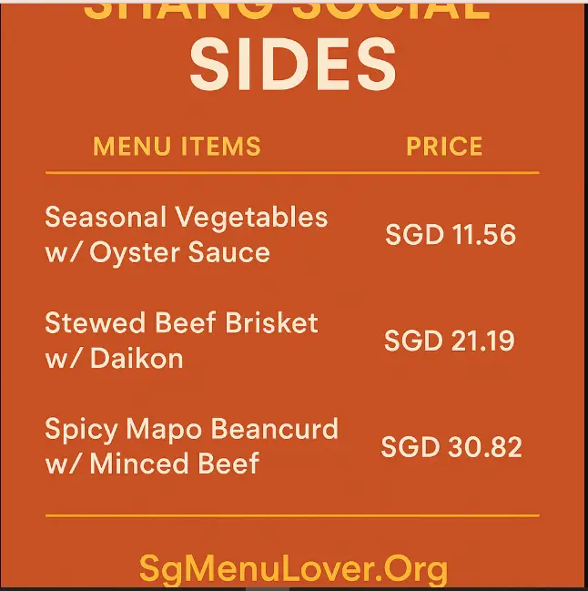 SHANG SOCIAL SIDES menu