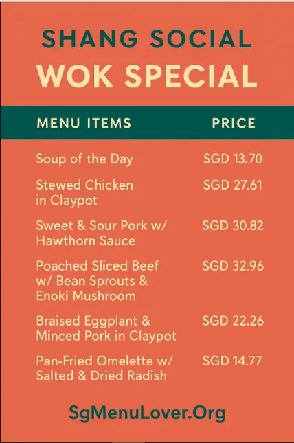 SHANG SOCIAL WOK SPECIAL Mneu