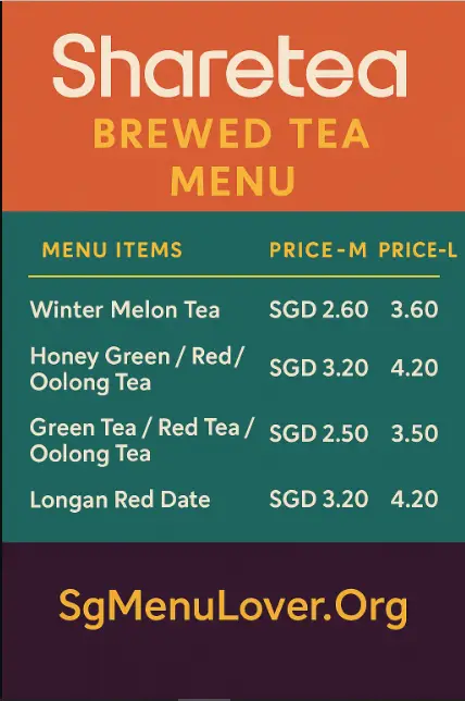 SHARETEA BREWED TEA MENU