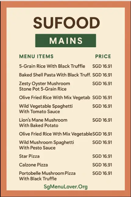 SUFOOD MENU MAINS menu