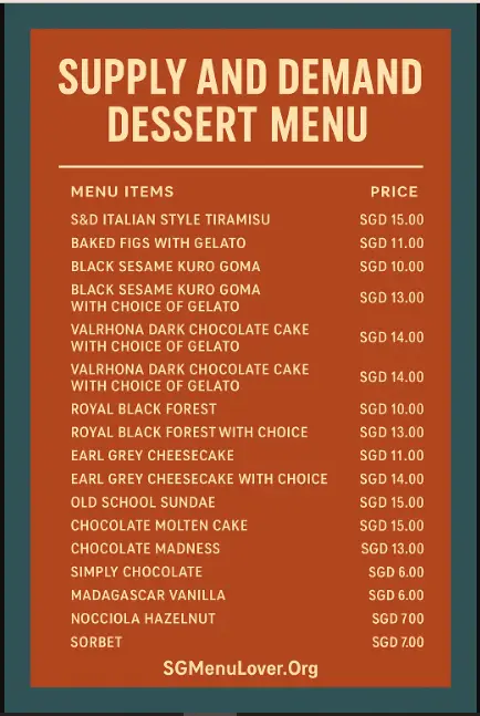 SUPPLY AND DEMAND DESSERT MENU